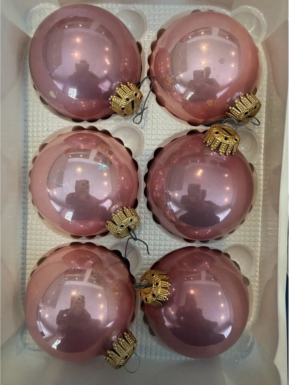 Vintage Christmas By Krebs Pink Ornaments Set Of  2